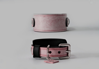 Handmade Wide Matte Wax-Textured Leather Collar - Alpha Fluffy