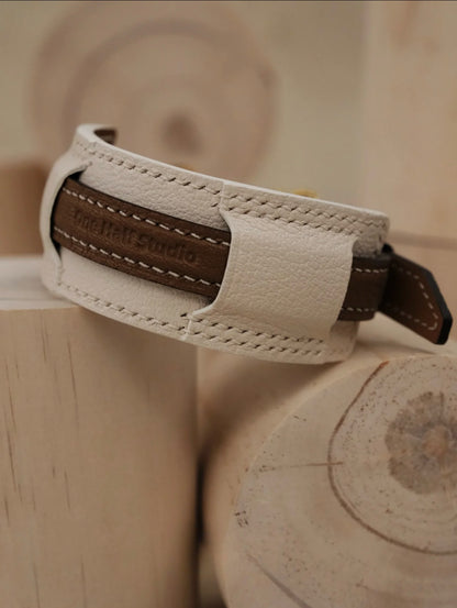 Luxury handmade customized dog collar in hermes leather, featuring a designer style for small to large dogs